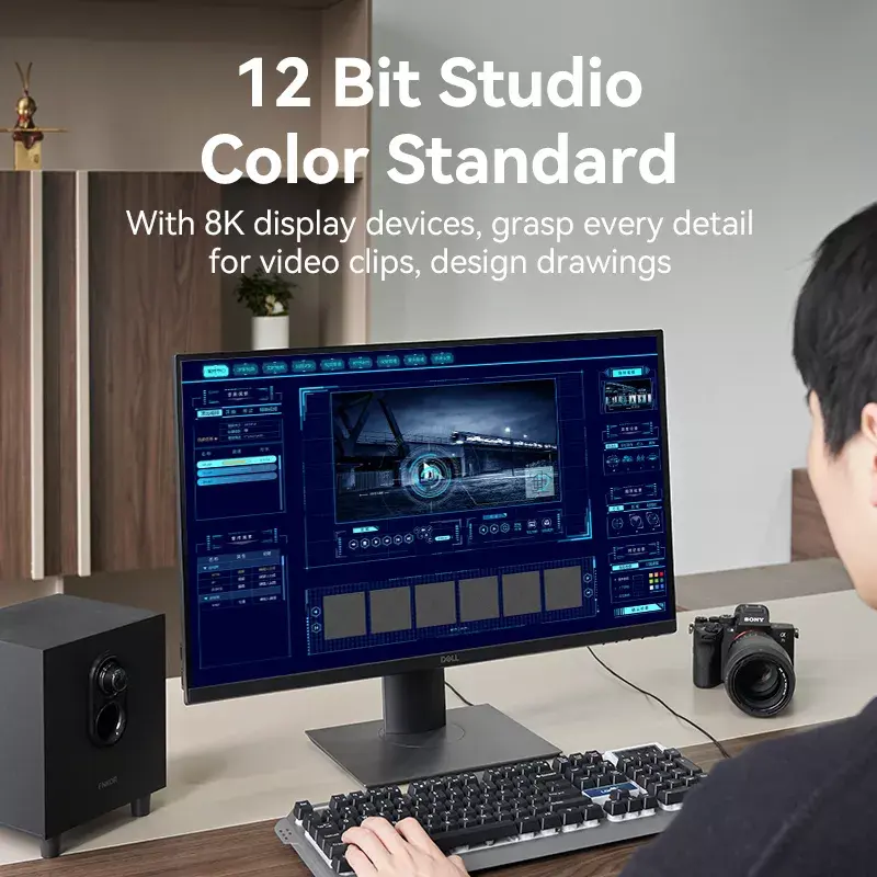 HDMI laidas Vention 8K 48 Gbps HDMI 2.1 medvilniniu apvalkalu patinas-patinas 1 m mėlynas aliuminis