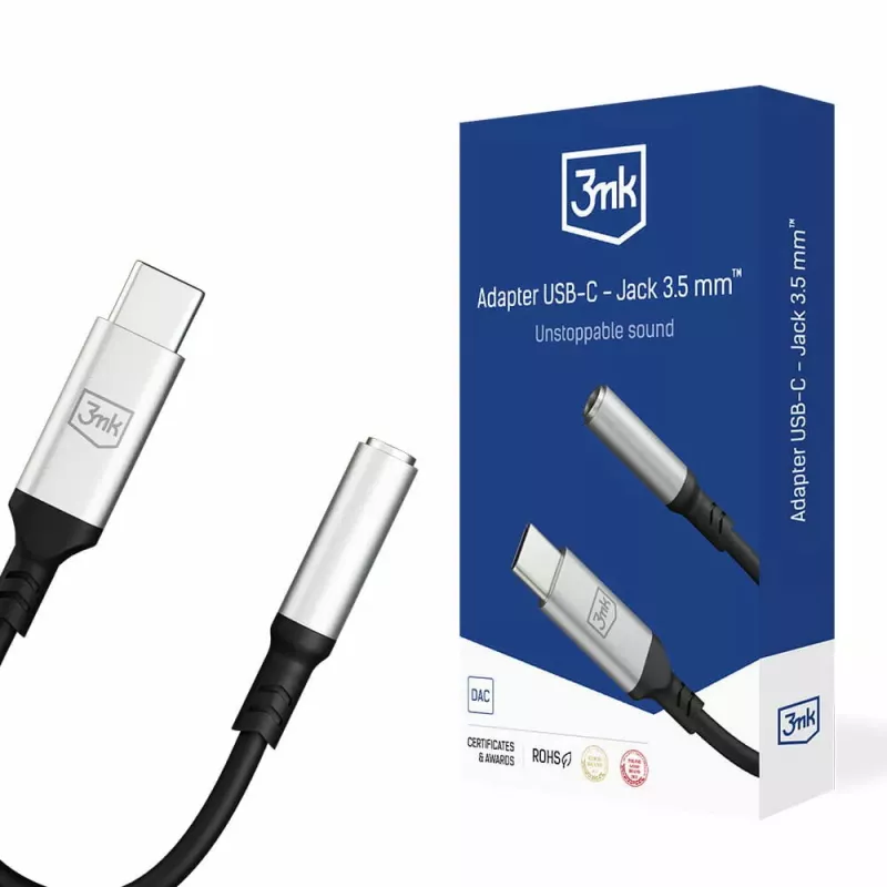 3,5 mm USB laidas 3MK 3,5 mm lizdas 1 vnt. USB-C į 3,5 mm lizdą