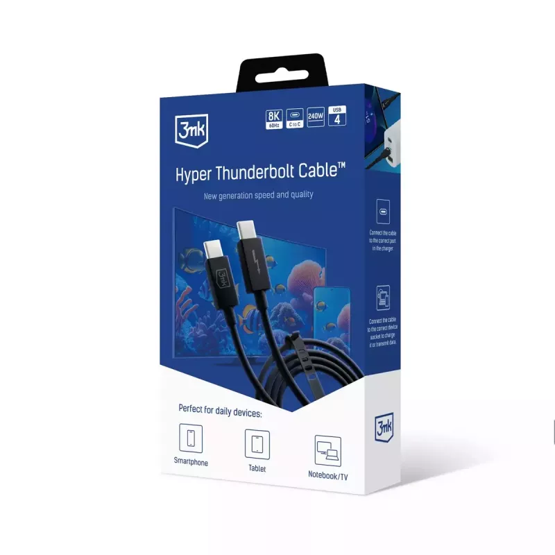 3MK Hyper Thunderbolt 3 kabelis USB kabelis 240W 1 vnt.