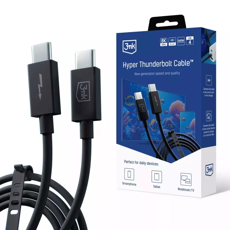 3MK Hyper Thunderbolt 3 kabelis USB kabelis 240W 1 vnt.