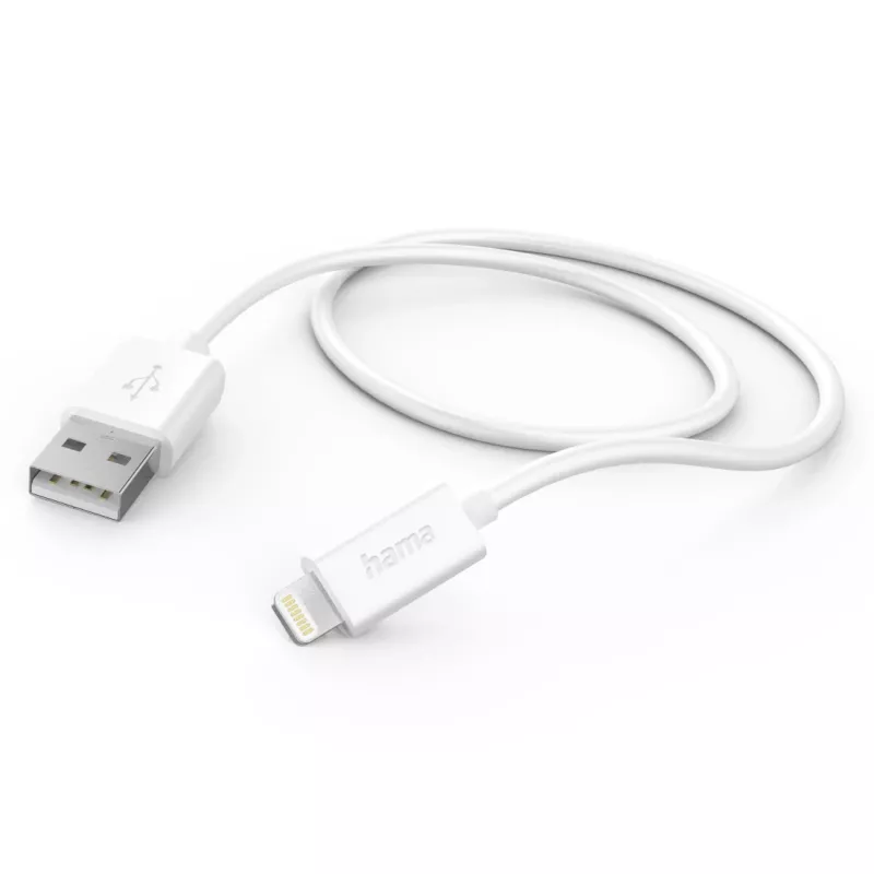 Hama įkrovimo laidas, USB-A - Lightning, 1 m, baltas