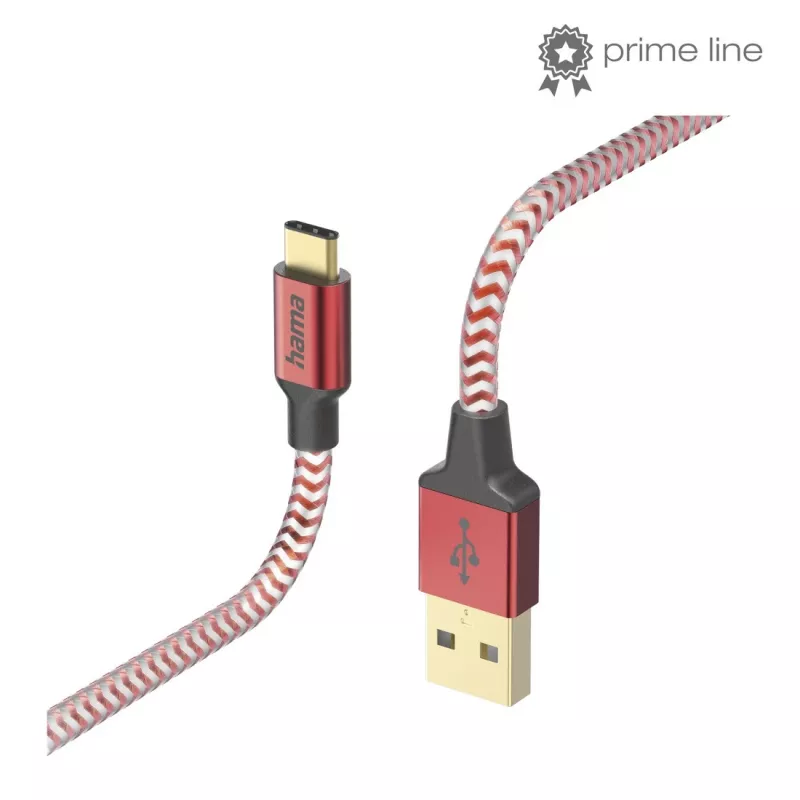 Hama atspindintis USB kabelis USB 2.0 1,5 m USB A USB C raudonas