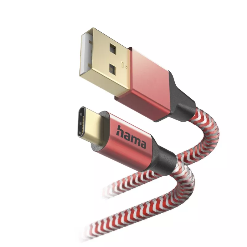 Hama atspindintis USB kabelis USB 2.0 1,5 m USB A USB C raudonas