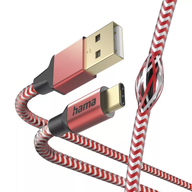 Hama atspindintis USB kabelis USB 2.0 1,5 m USB A USB C raudonas