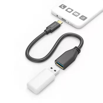 Hama 00201605 USB kabelis USB 3.2 Gen 1 (3.1 Gen 1) 0,15 m USB C USB A juodas