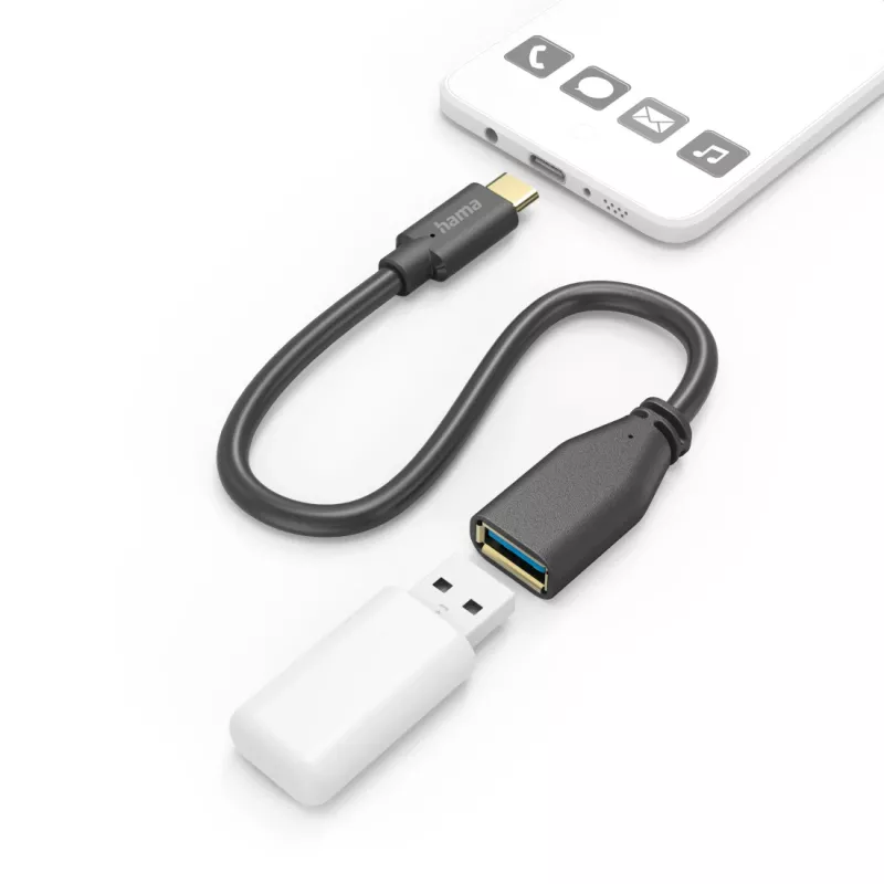 Hama 00201605 USB kabelis USB 3.2 Gen 1 (3.1 Gen 1) 0,15 m USB C USB A juodas