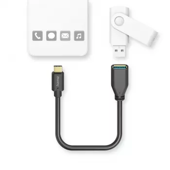 Hama 00201605 USB kabelis USB 3.2 Gen 1 (3.1 Gen 1) 0,15 m USB C USB A juodas