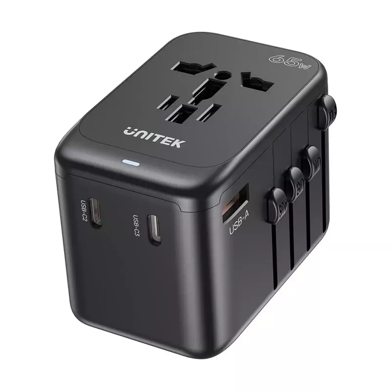 Maitinimo kištuko adapteris UNITEK P1122ABK01 Universalus Juodas C, G, I tipo