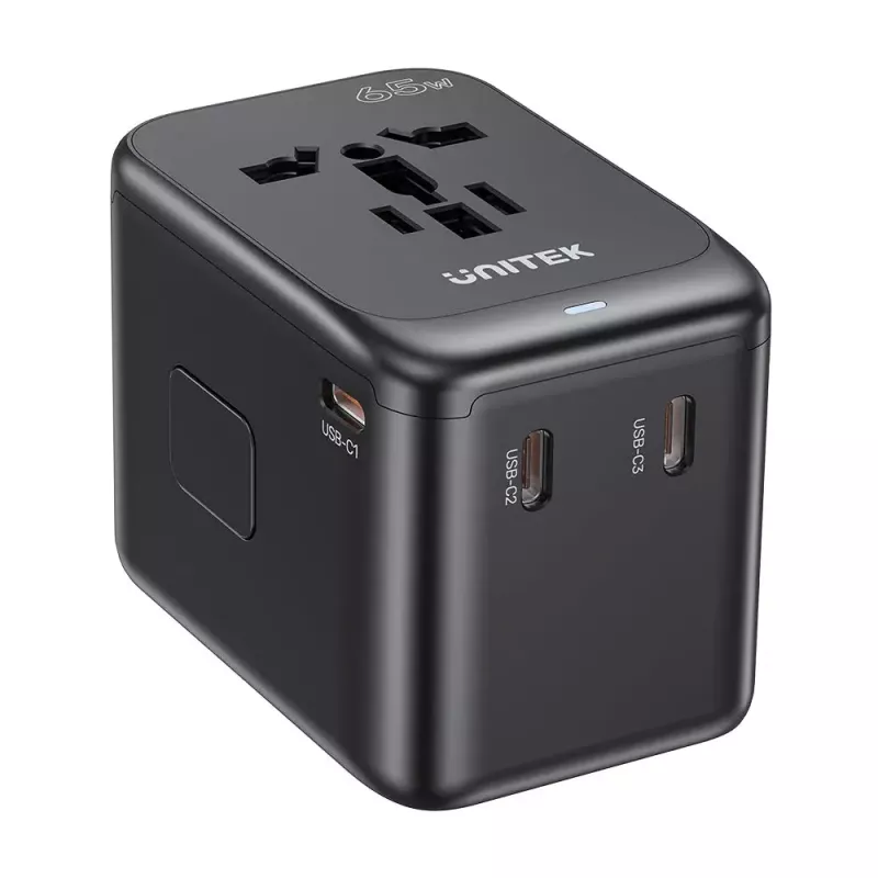 Maitinimo kištuko adapteris UNITEK P1122ABK01 Universalus Juodas C, G, I tipo