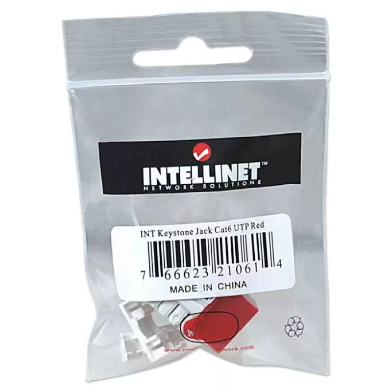 Intellinet Keystone Jack, Cat6, UTP, įspraudžiamas, raudonas