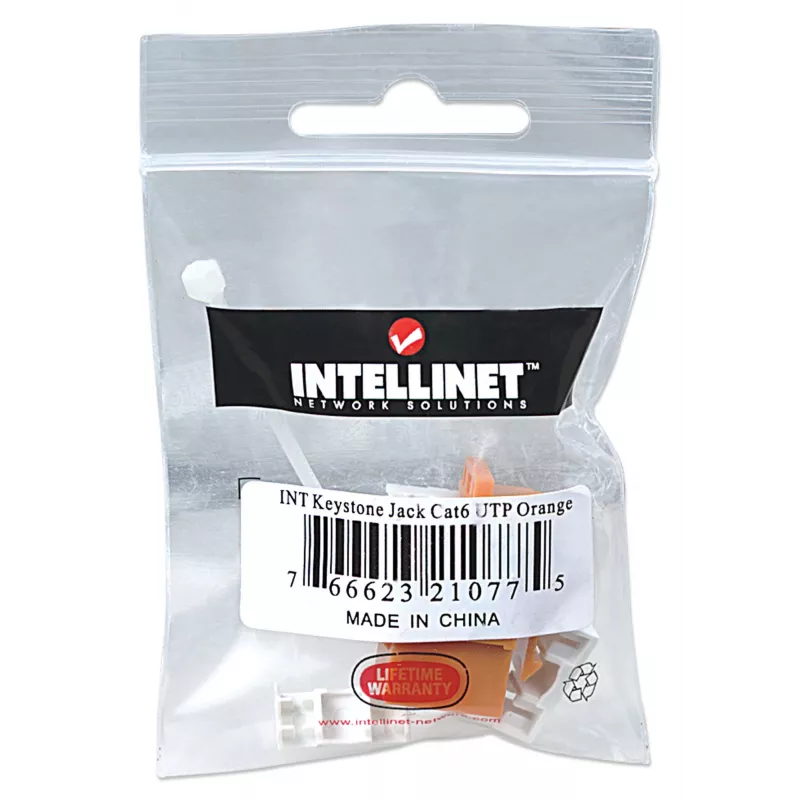 Intellinet Keystone Jack, Cat6, UTP, Punch-down, Oranžinis