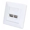 Intellinet 2 prievadų Cat6 10G ekranuota RJ45 sieninė rozetė, įleidžiamam montavimui, su priekine plokšte, STP, signalinė balta RAL9003