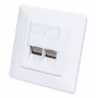 Intellinet 2 prievadų Cat6 10G ekranuota RJ45 sieninė rozetė, įleidžiamam montavimui, su priekine plokšte, STP, signalinė balta RAL9003