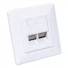Intellinet 2 prievadų Cat6 10G ekranuota RJ45 sieninė rozetė, įleidžiamam montavimui, su priekine plokšte, STP, signalinė balta RAL9003