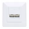 Intellinet 2 prievadų Cat6 10G ekranuota RJ45 sieninė rozetė, įleidžiamam montavimui, su priekine plokšte, STP, signalinė balta RAL9003
