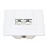 Intellinet 2 prievadų Cat6 10G ekranuota RJ45 sieninė rozetė, įleidžiamam montavimui, su priekine plokšte, STP, signalinė balta RAL9003