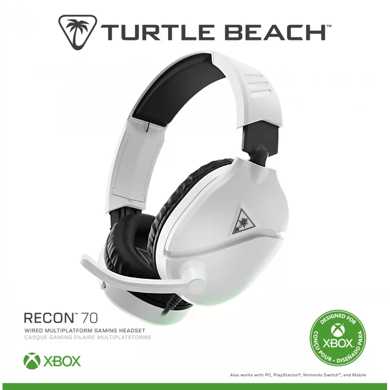 Turtle Beach Recon 70 White Xbox laidinės žaidimų ausinės. Oficialiai licencijuotos, skirtos Xbox Series X arba S ir Xbox One