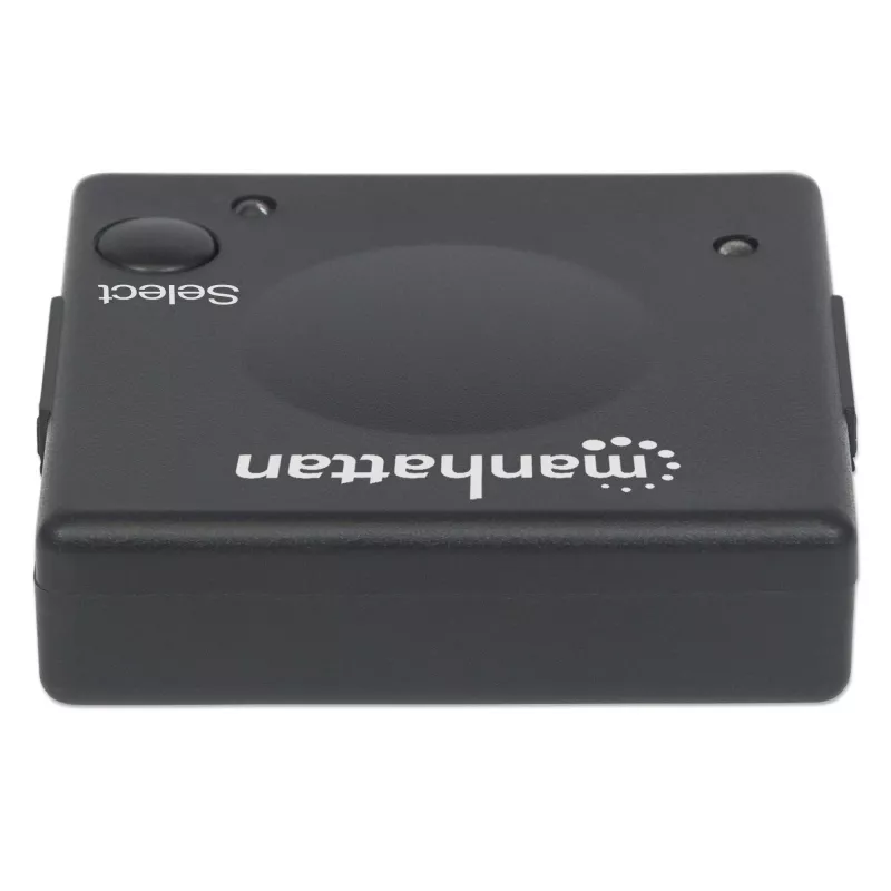 Manhattan HDMI jungiklis, 2 prievadų, 1080p, jungia 2 HDMI šaltinius prie 1 ekrano, automatinis ir rankinis perjungimas (mygtuku), nereikalauja išorinio maitinimo, juodas, trejų metų garantija