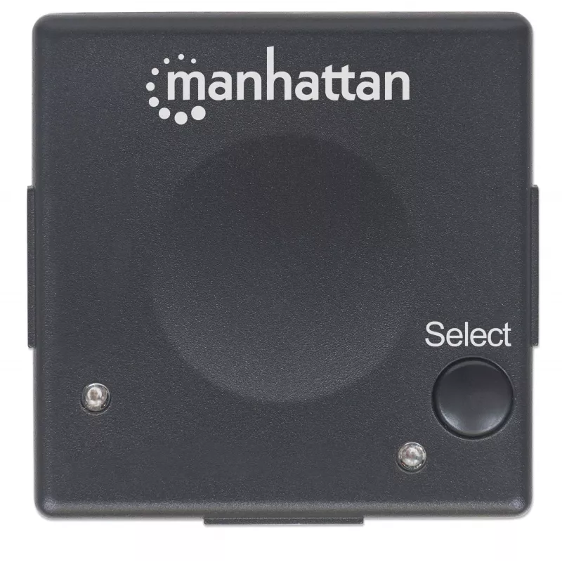 Manhattan HDMI jungiklis, 2 prievadų, 1080p, jungia 2 HDMI šaltinius prie 1 ekrano, automatinis ir rankinis perjungimas (mygtuku), nereikalauja išorinio maitinimo, juodas, trejų metų garantija