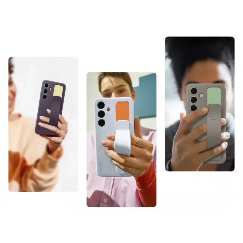 Dėklas Samsung Galaxy S24 šviesiai mėlynas vienspalvis stalinis stovas