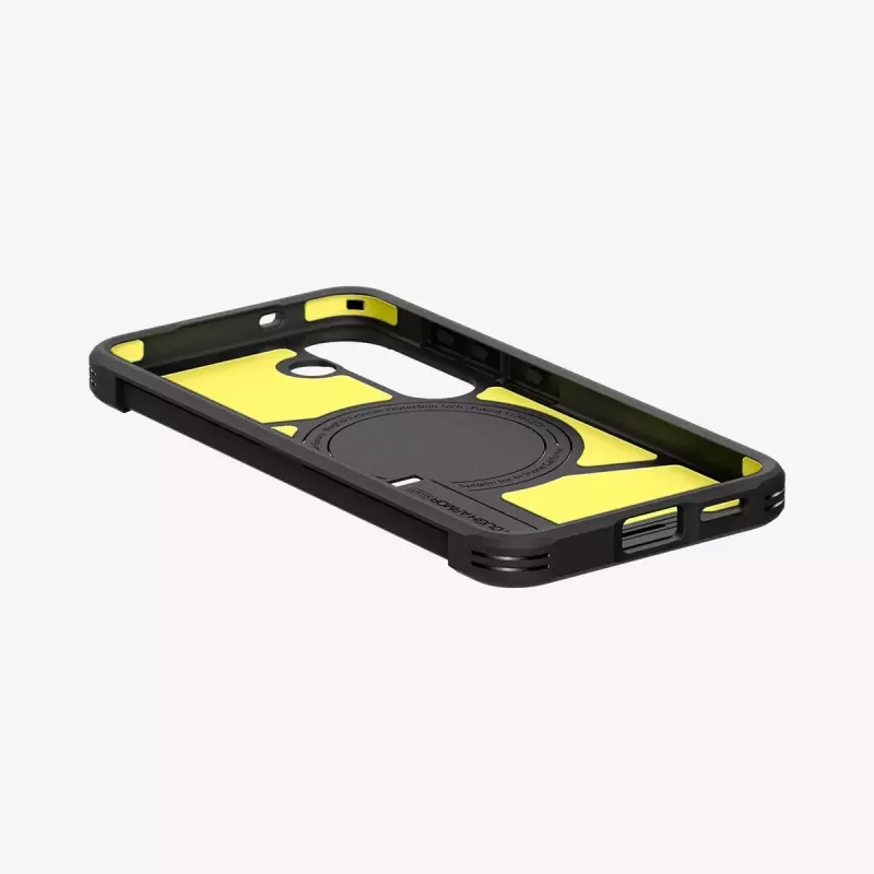 Spigen Galaxy S25 dėklas Tough Armor AI juodas dangtelis su stalo stovu