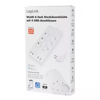 LogiLink Wi-Fi išmanusis kištukinis lizdas 6-jų vietų CEE 7/3 4x USB