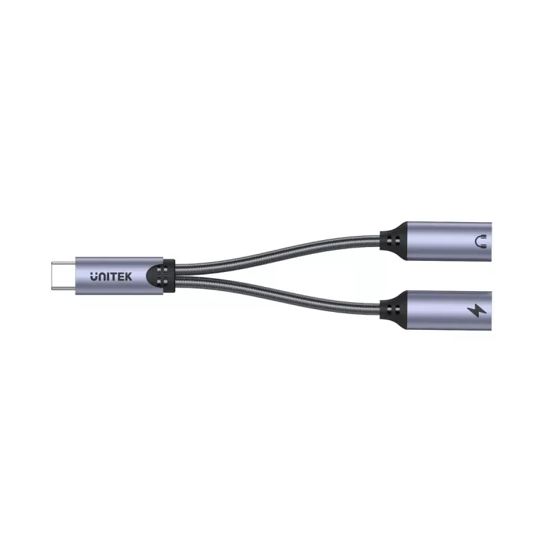 Garso adapteris UNITEK M206A USB Type-C aliuminis juodas pilkas