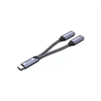 Garso adapteris UNITEK M206A USB Type-C aliuminis juodas pilkas
