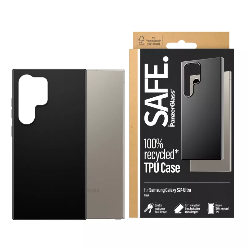 TPU dėklas PanzerGlass SAFE Samsung Galaxy S24 Ultra juodas permatoma apsauga