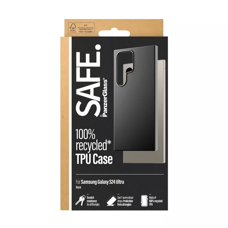 TPU dėklas PanzerGlass SAFE Samsung Galaxy S24 Ultra juodas permatoma apsauga