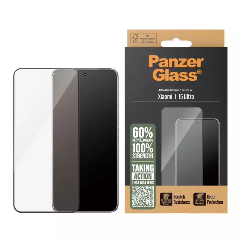 PanzerGlass ekrano apsauga Xiaomi 15 Ultra Ultra-Wide Fit atspari įbrėžimams ir smūgiams