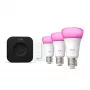 Išmanusis apšvietimo rinkinys Philips Hue White and Colour Ambience pradinis rinkinys — 3 E27 išmaniosios lemputės, reguliatorius, Bridge Pro, Bluetooth/Zigbee