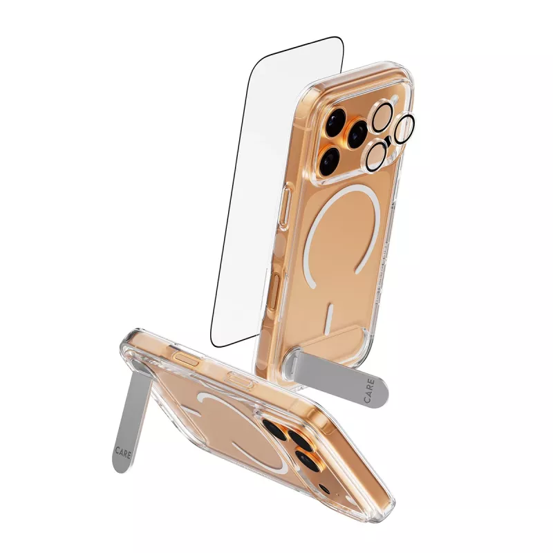 Apsauginis dėklas PanzerGlass CARE Feature Kick 3w1 iPhone 17 Pro su stikliniu objektyvo dangteliu
