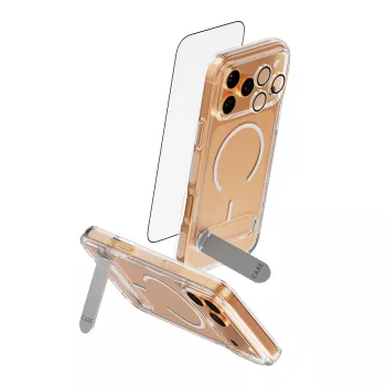 Ekrano apsaugos ir dėklo rinkinys PanzerGlass CARE 3-in-1 Feature Kick, skirtas iPhone 17 Pro Max — grūdintas stiklas, PET, silikonas, permatomas