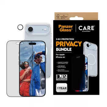 Apsauginis telefono dėklas PanzerGlass CARE, skirtas iPhone 17 Air — Privatumas 3-in-1