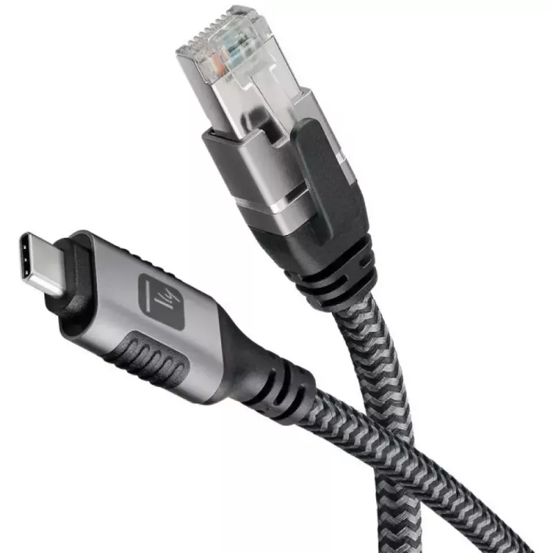 TECHLY USB-C į Gigabit Ethernet RJ45 tinklo kabelis, Cat6, 3 m, USB 3.2 Gen 1, F/UTP, juodas