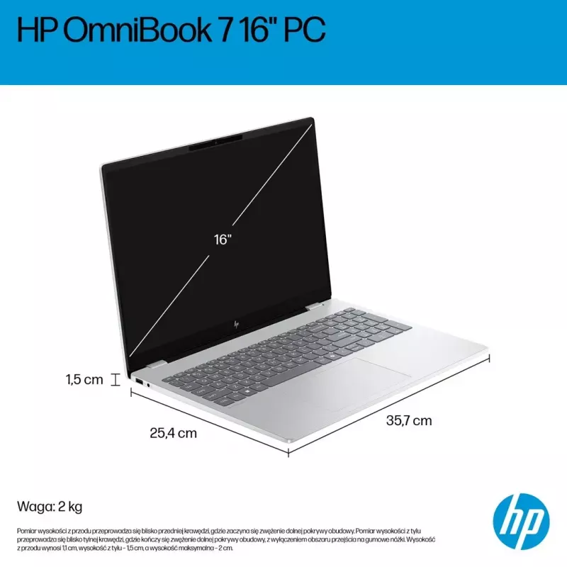 HP OmniBook 7 16-az0222nw nešiojamasis kompiuteris, 16 colių, Core 5 210H, 16 GB, 512 GB, Windows 11 Home