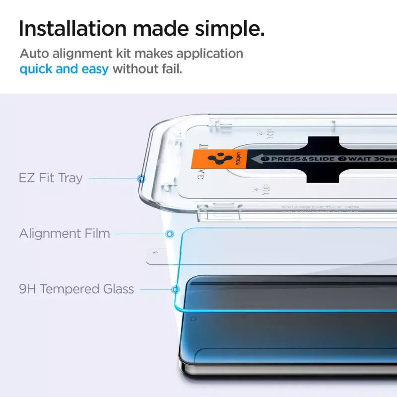 Stiklo ekrano apsauga Spigen Galaxy S24, atspari dulkėms ir įbrėžimams