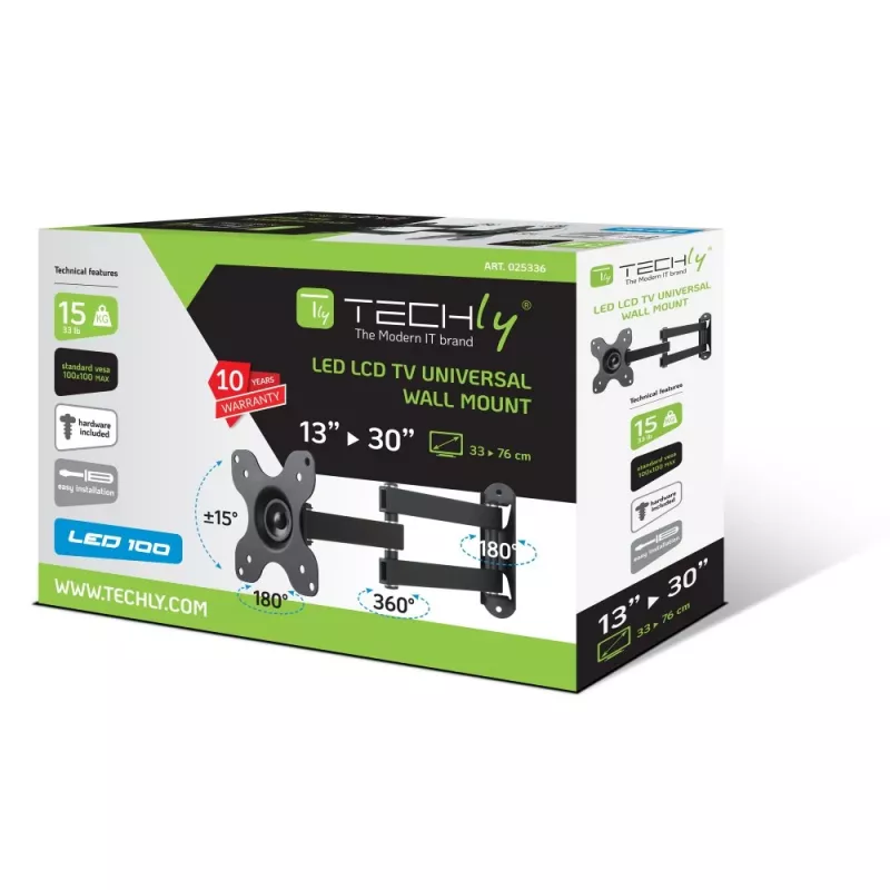 Techly Wall Support for LCD LED 13-30 inch Tilting 2 Joints Juoda ICA-LCD 923B