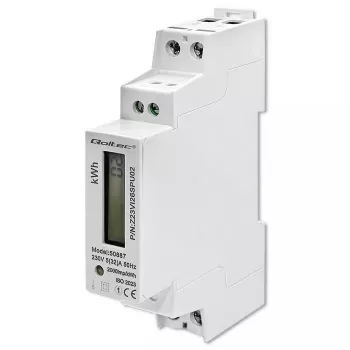 Vienfazis elektros energijos skaitiklis QOLTEC 50887 1-fazis 230V LCD plonas