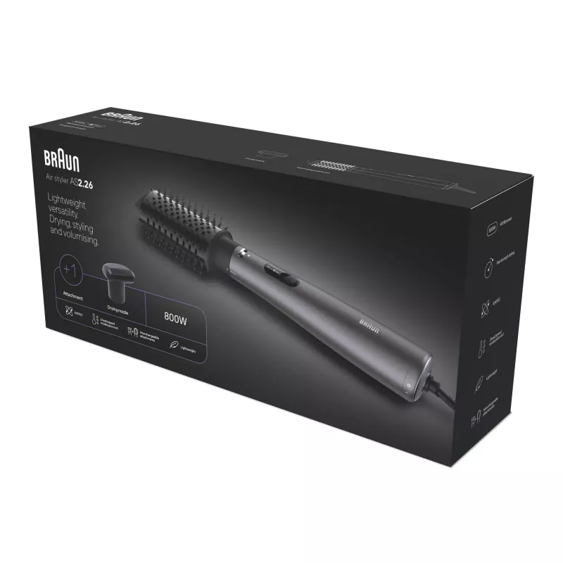Braun AS2.26 plaukų formuotuvas, juodas, 800 W, 1,95 m