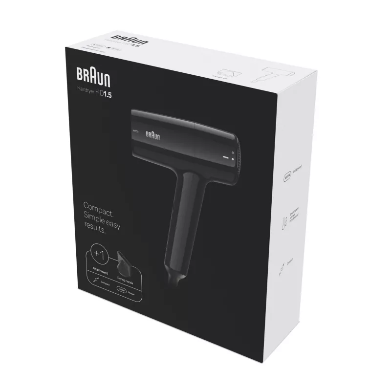 Plaukų džiovintuvas BRAUN BRHD150E 1500W kompaktiškas dizainas, 1500 W, sulankstoma rankena