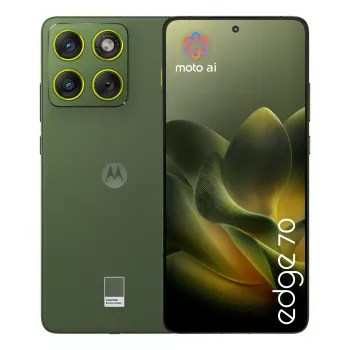 Išmanusis telefonas Motorola edge 70 — 6,7 colio P-OLED, Snapdragon 7 Gen 4, 12 GB RAM, 512 GB, Dual SIM, 4800 mAh, žalia, IP68/IP69