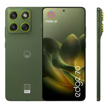 Išmanusis telefonas Motorola edge 70 — 6,7 colio P-OLED, Snapdragon 7 Gen 4, 12 GB RAM, 512 GB, Dual SIM, 4800 mAh, žalia, IP68/IP69