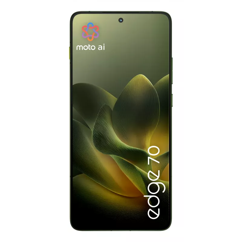 Išmanusis telefonas Motorola edge 70 — 6,7 colio P-OLED, Snapdragon 7 Gen 4, 12 GB RAM, 512 GB, Dual SIM, 4800 mAh, žalia, IP68/IP69