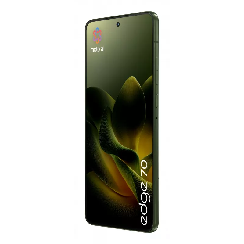 Išmanusis telefonas Motorola edge 70 — 6,7 colio P-OLED, Snapdragon 7 Gen 4, 12 GB RAM, 512 GB, Dual SIM, 4800 mAh, žalia, IP68/IP69
