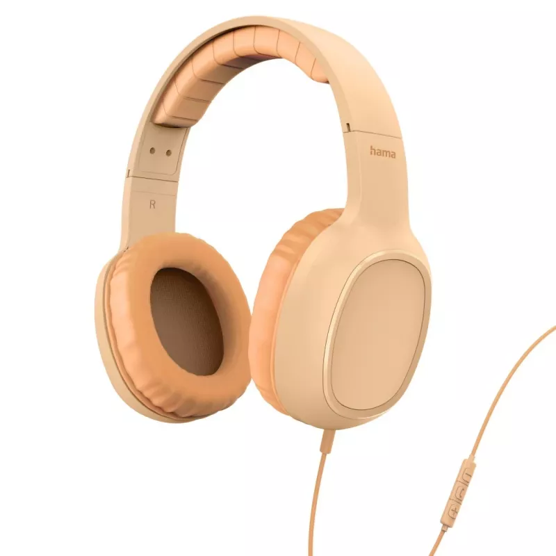 Hama Fun C ausinės su mikrofonu, laidinės, ant galvos, pokalbiams / muzikai, USB Type-C, oranžinės