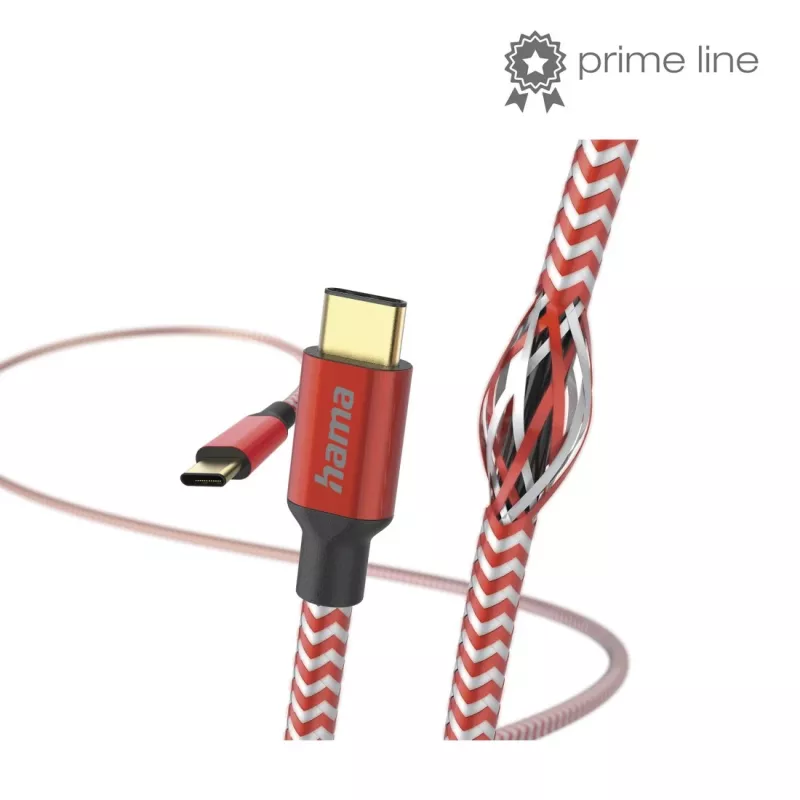 Hama Reflective USB laidas USB 2.0 1,5 m USB C raudonas