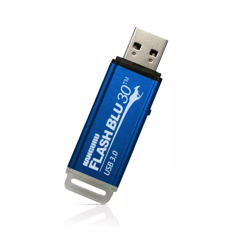 Kanguru FlashBlu30 SuperSpeed USB3.0 64GB | Apsaugotas USB atmintukas | Fizinis rašymo apsaugos jungiklis | Suderinamas su Windows „Ready Boost“