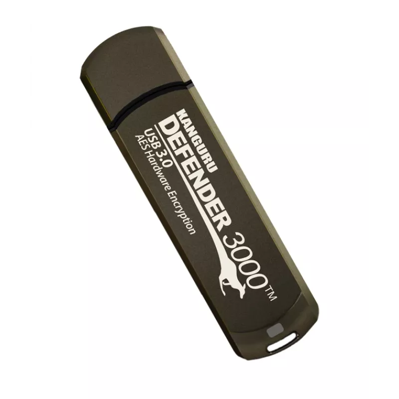 iStorage Kanguru Defender 3000™ SuperSpeed USB 3.0 32 GB| Saugi USB atmintinė | Laukiama FIPS 140-3 3 lygio, FIPS 140-2 3 lygio sertifikuota | AES-XTS 256 bitų aparatinė šifravimas | TAA atitinkanti|